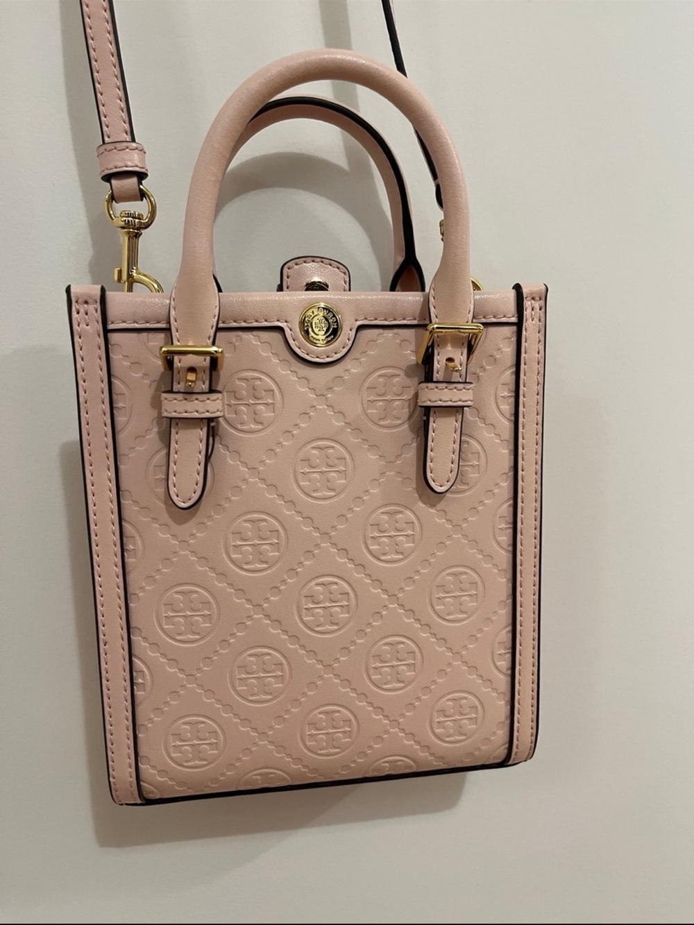 Tory Burch Blush Pink Embossed Mini Satchel
